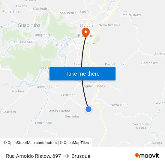 Rua Arnoldo Ristow, 697 to Brusque map