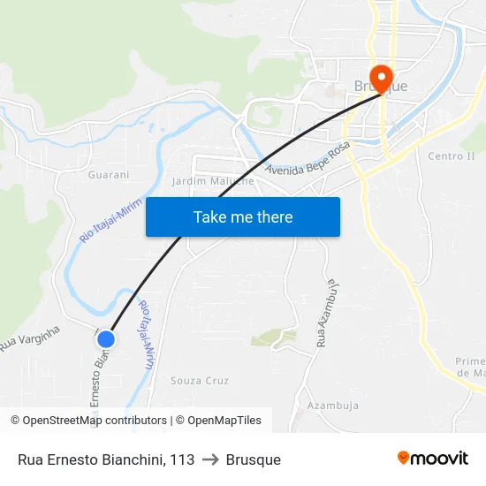 Rua Ernesto Bianchini, 113 to Brusque map