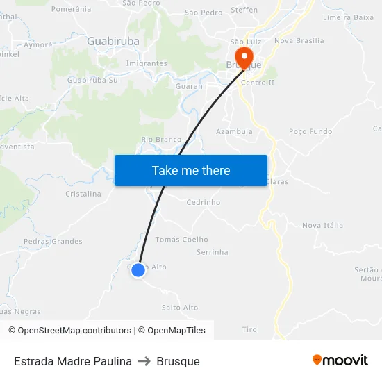 Estrada Madre Paulina to Brusque map