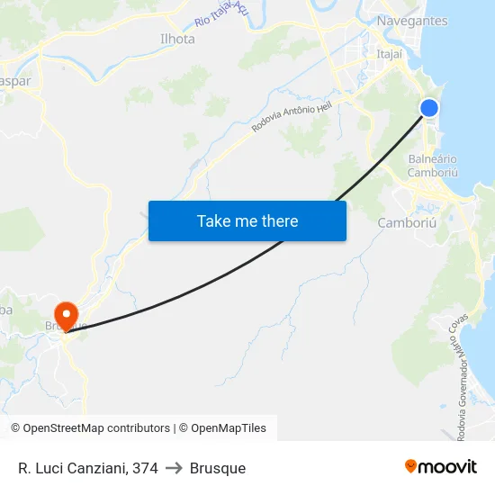 R. Luci Canziani, 374 to Brusque map