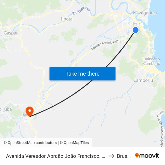 Avenida Vereador Abraão João Francisco, 3934-4240 to Brusque map