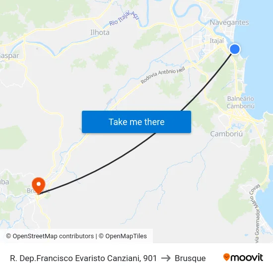 R. Dep.Francisco Evaristo Canziani, 901 to Brusque map