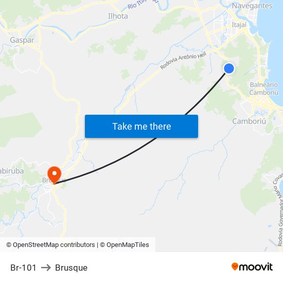 Br-101 to Brusque map