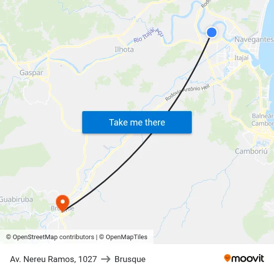 Av. Nereu Ramos, 1027 to Brusque map