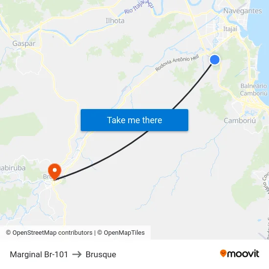Marginal Br-101 to Brusque map