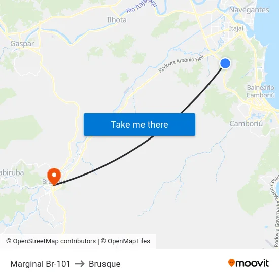 Marginal Br-101 to Brusque map