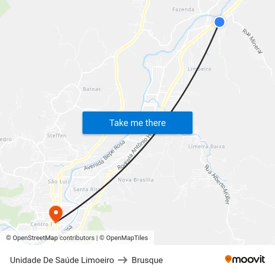 Unidade De Saúde Limoeiro to Brusque map