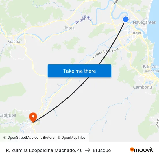 R. Zulmira Leopoldina Machado, 46 to Brusque map