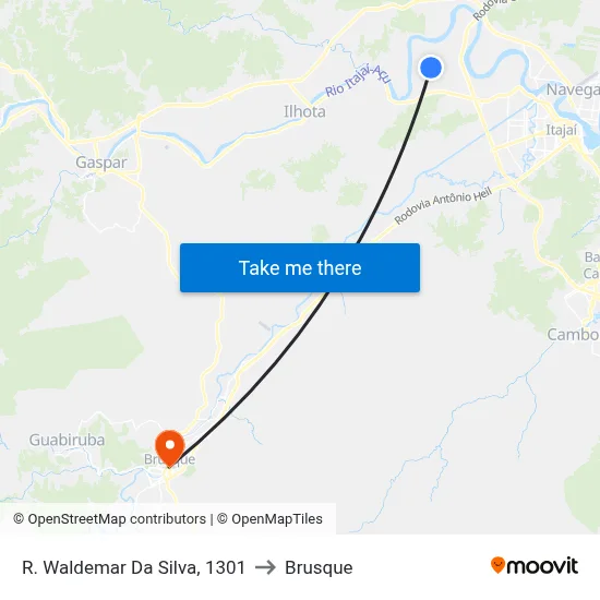 R. Waldemar Da Silva, 1301 to Brusque map