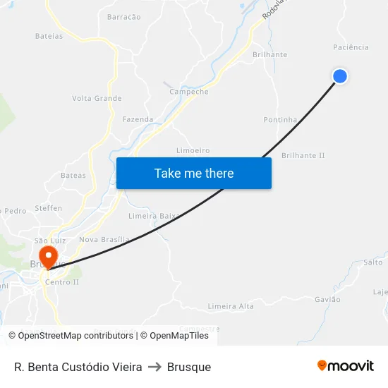 R. Benta Custódio Vieira to Brusque map