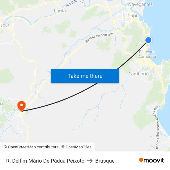 R. Delfim Mário De Pádua Peixoto to Brusque map
