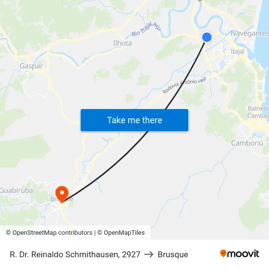 R. Dr. Reinaldo Schmithausen, 2927 to Brusque map