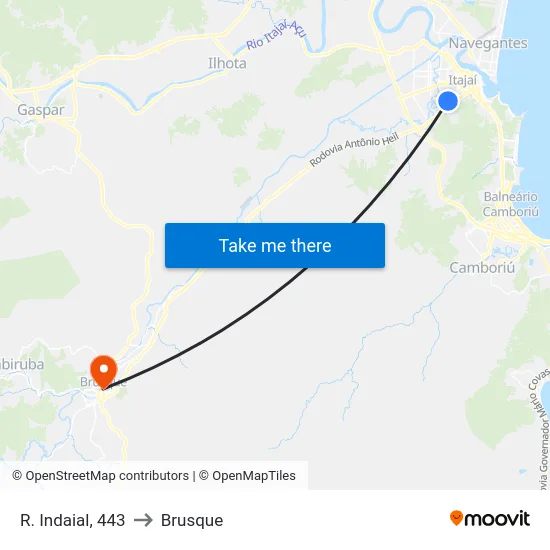 R. Indaial, 443 to Brusque map