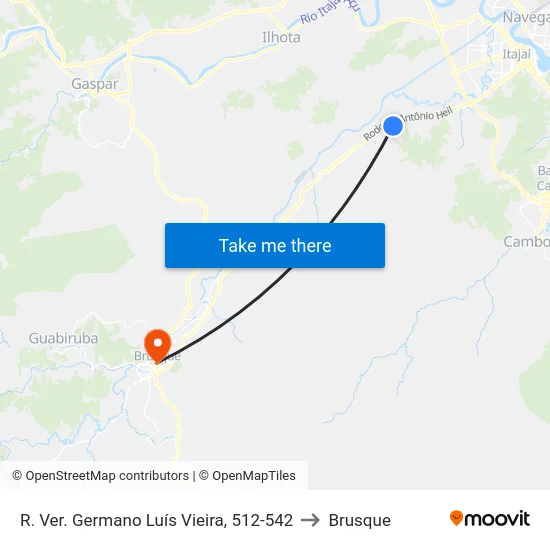 R. Ver. Germano Luís Vieira, 512-542 to Brusque map