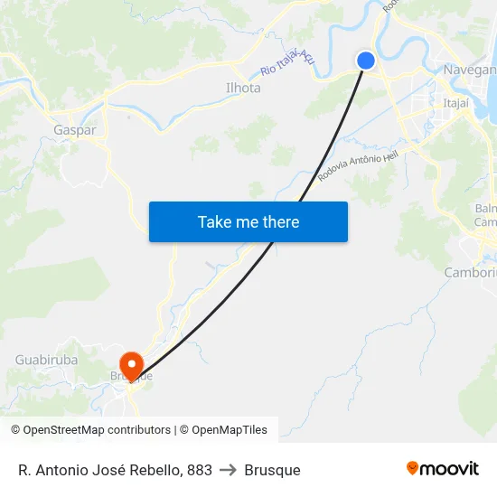 R. Antonio José Rebello, 883 to Brusque map