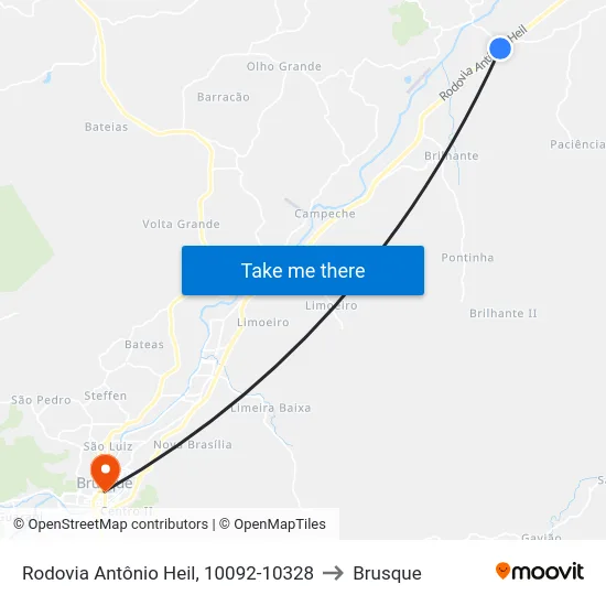 Rodovia Antônio Heil, 10092-10328 to Brusque map