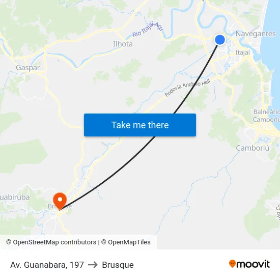 Av. Guanabara, 197 to Brusque map