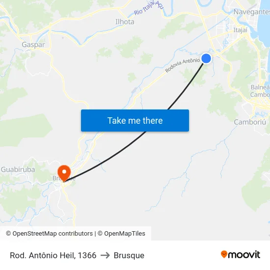 Rod. Antônio Heil, 1366 to Brusque map