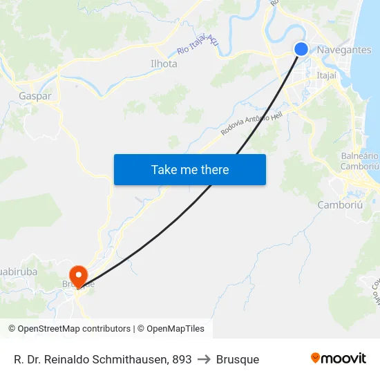 R. Dr. Reinaldo Schmithausen, 893 to Brusque map