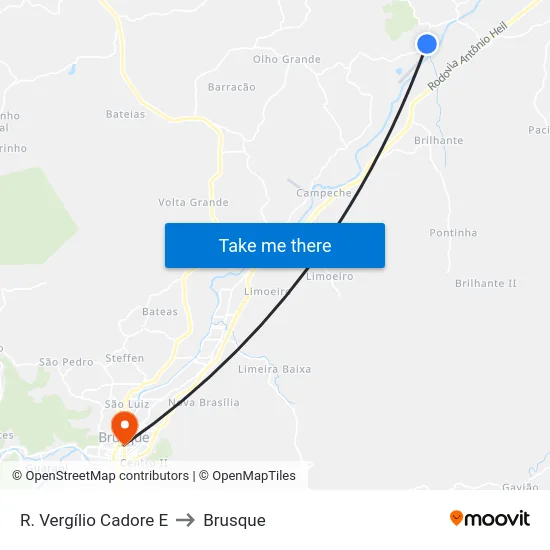 R. Vergílio Cadore E to Brusque map