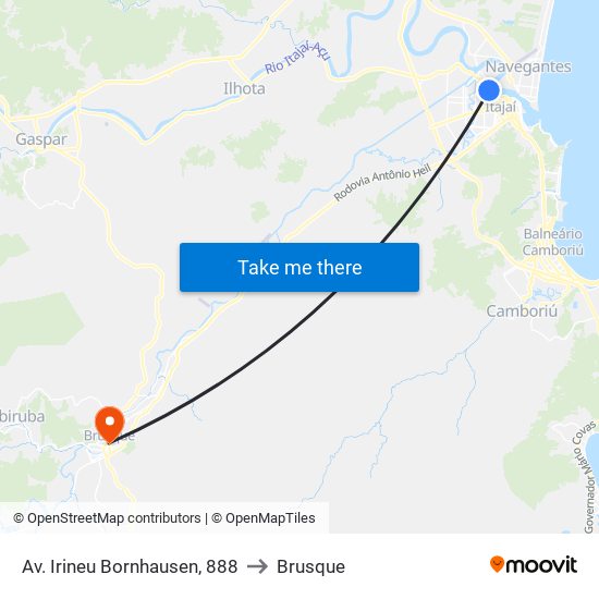 Av. Irineu Bornhausen, 888 to Brusque map