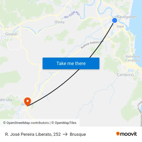 R. José Pereira Liberato, 252 to Brusque map