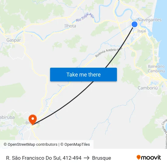 R. São Francisco Do Sul, 412-494 to Brusque map