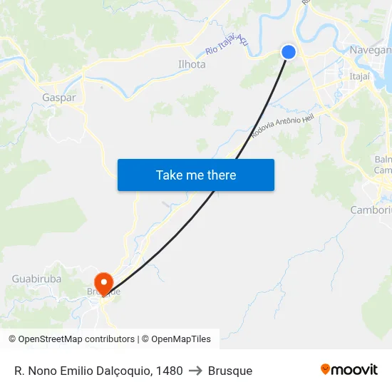 R. Nono Emilio Dalçoquio, 1480 to Brusque map