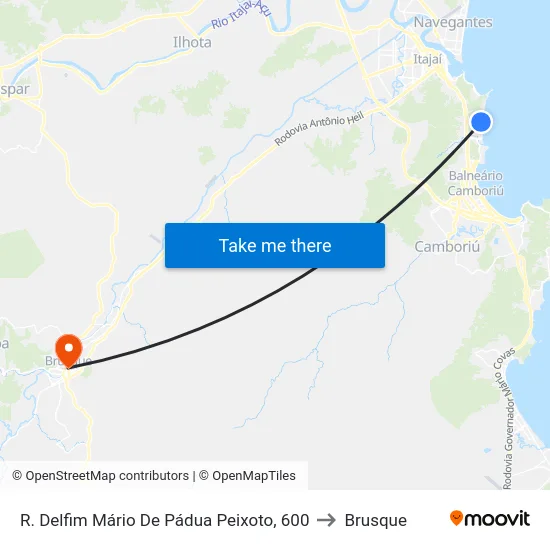 R. Delfim Mário De Pádua Peixoto, 600 to Brusque map