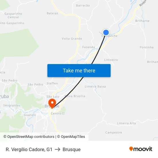 R. Vergílio Cadore, G1 to Brusque map
