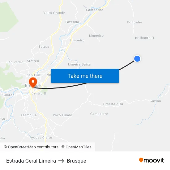 Estrada Geral Limeira to Brusque map