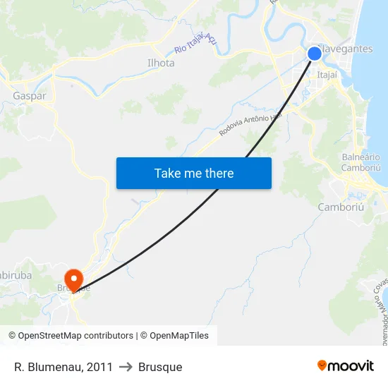 R. Blumenau, 2011 to Brusque map