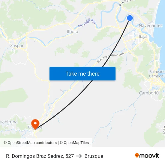 R. Domingos Braz Sedrez, 527 to Brusque map