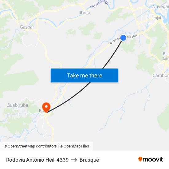 Rodovia Antônio Heil, 4339 to Brusque map