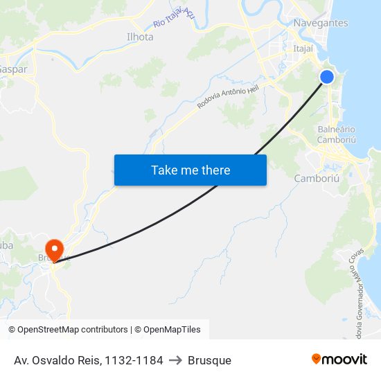 Av. Osvaldo Reis, 1132-1184 to Brusque map