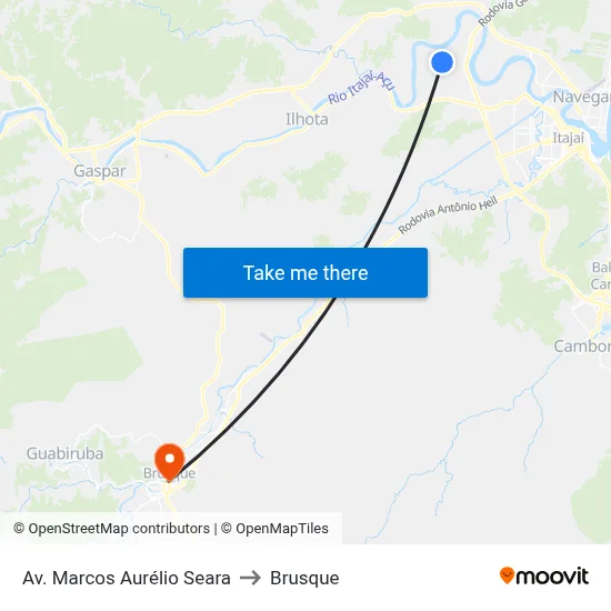 Av. Marcos Aurélio Seara to Brusque map