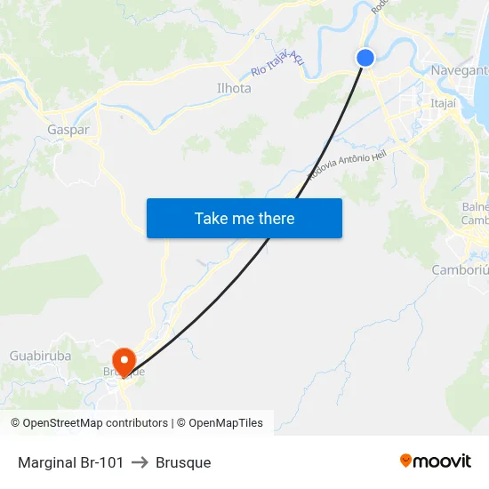 Marginal Br-101 to Brusque map