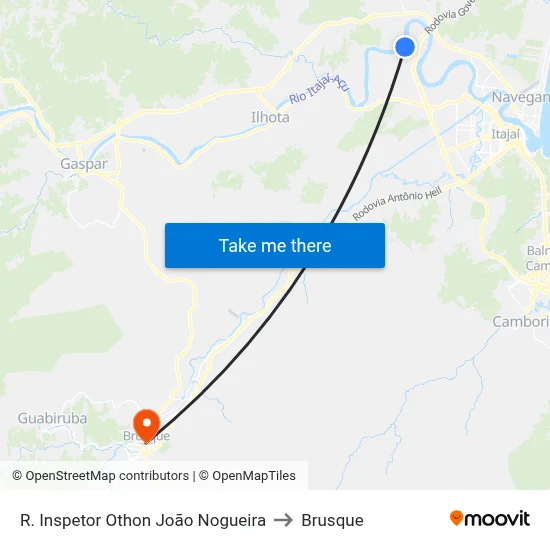 R. Inspetor Othon João Nogueira to Brusque map
