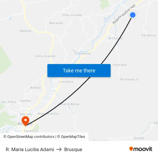 R. Maria Lucilia Adami to Brusque map