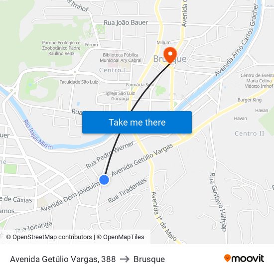 Avenida Getúlio Vargas, 388 to Brusque map