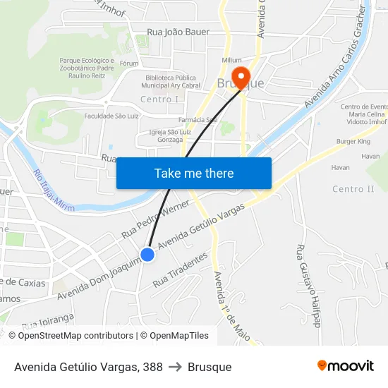 Avenida Getúlio Vargas, 388 to Brusque map