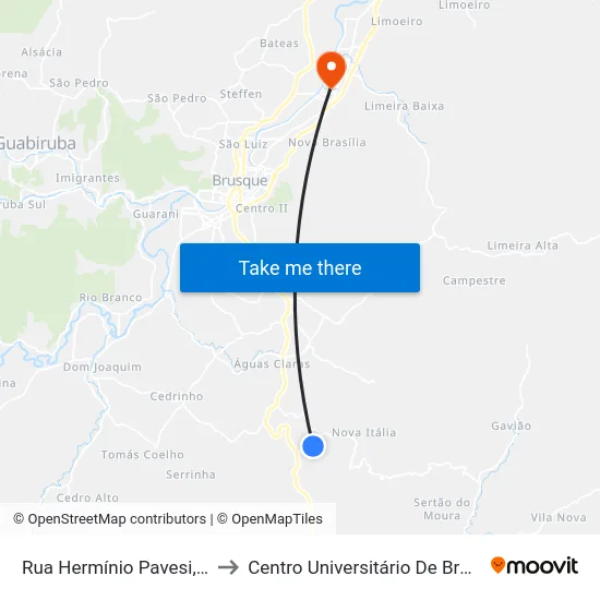 Rua Hermínio Pavesi, 507 to Centro Universitário De Brusque map