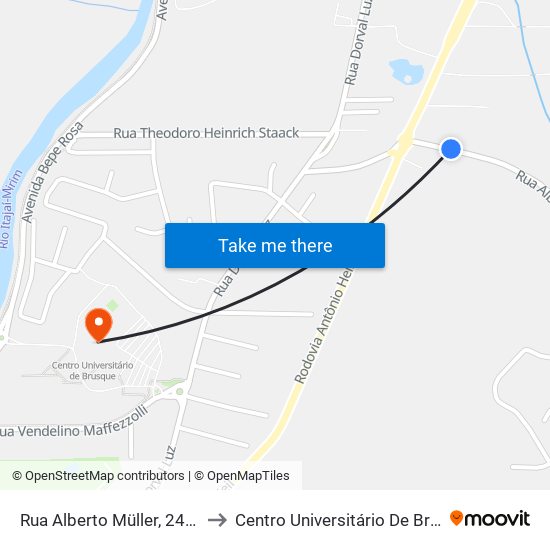 Rua Alberto Müller, 244-786 to Centro Universitário De Brusque map