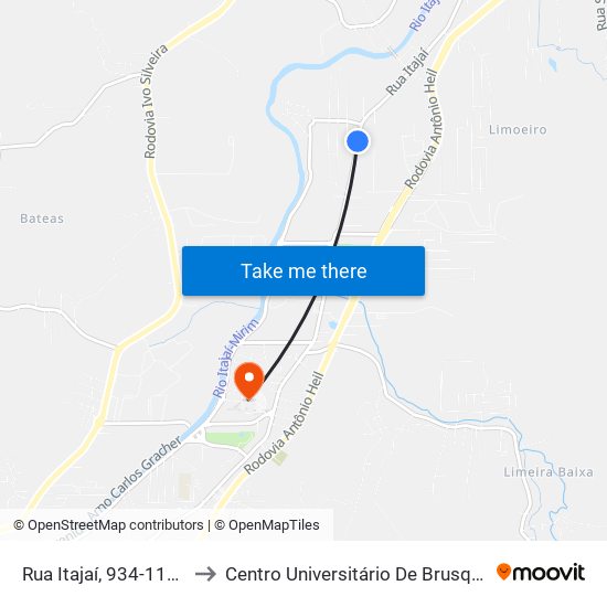 Rua Itajaí, 934-1124 to Centro Universitário De Brusque map