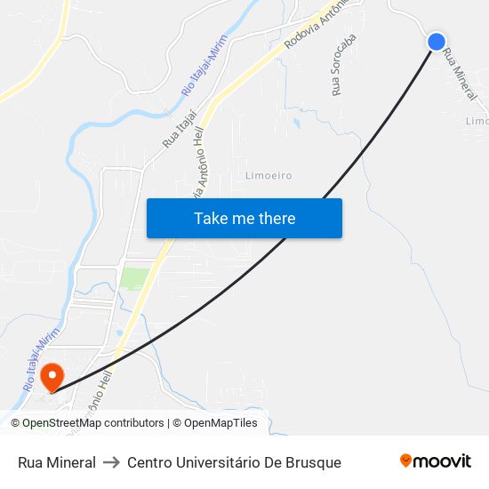 Rua Mineral to Centro Universitário De Brusque map