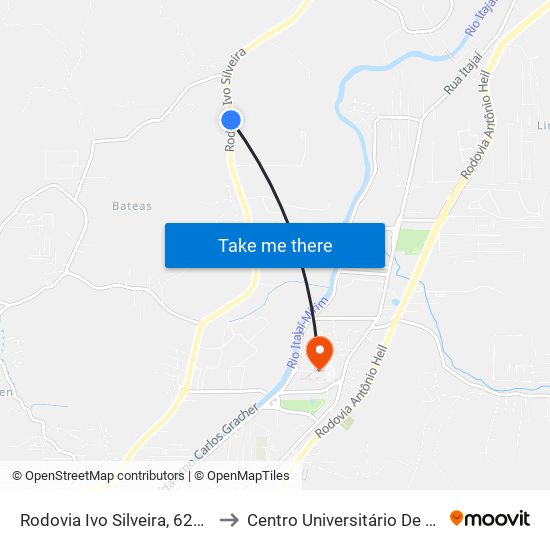 Rodovia Ivo Silveira, 6256-6376 to Centro Universitário De Brusque map