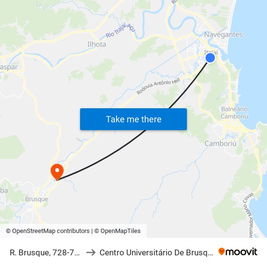 R. Brusque, 728-774 to Centro Universitário De Brusque map