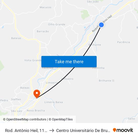 Rod. Antônio Heil, 11249 to Centro Universitário De Brusque map