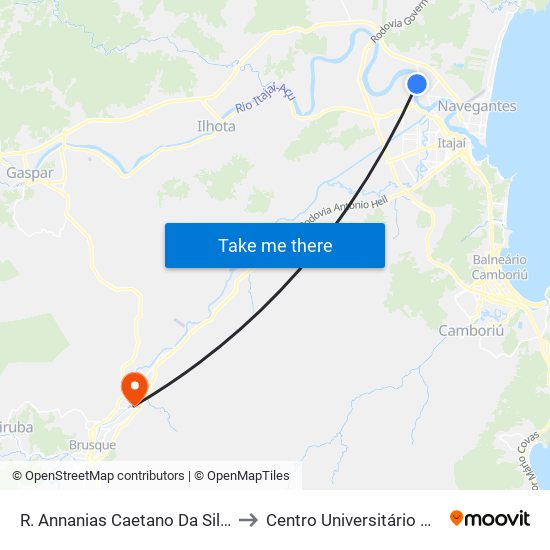 R. Annanias Caetano Da Silva, 577-657 to Centro Universitário De Brusque map