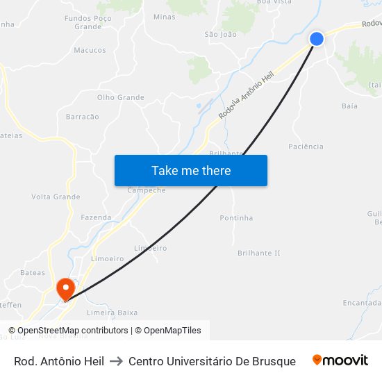 Rod. Antônio Heil to Centro Universitário De Brusque map